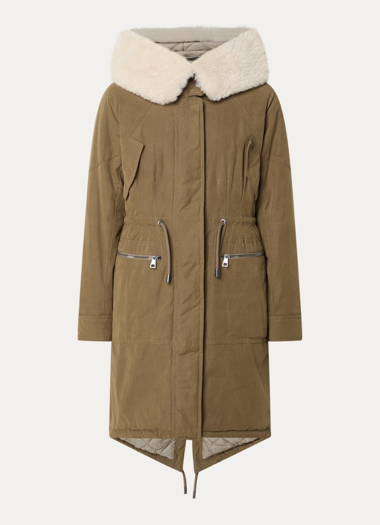 Creenstone Dames Hilda parka met ritszakken in de kleur Mosgroen, maat: 46