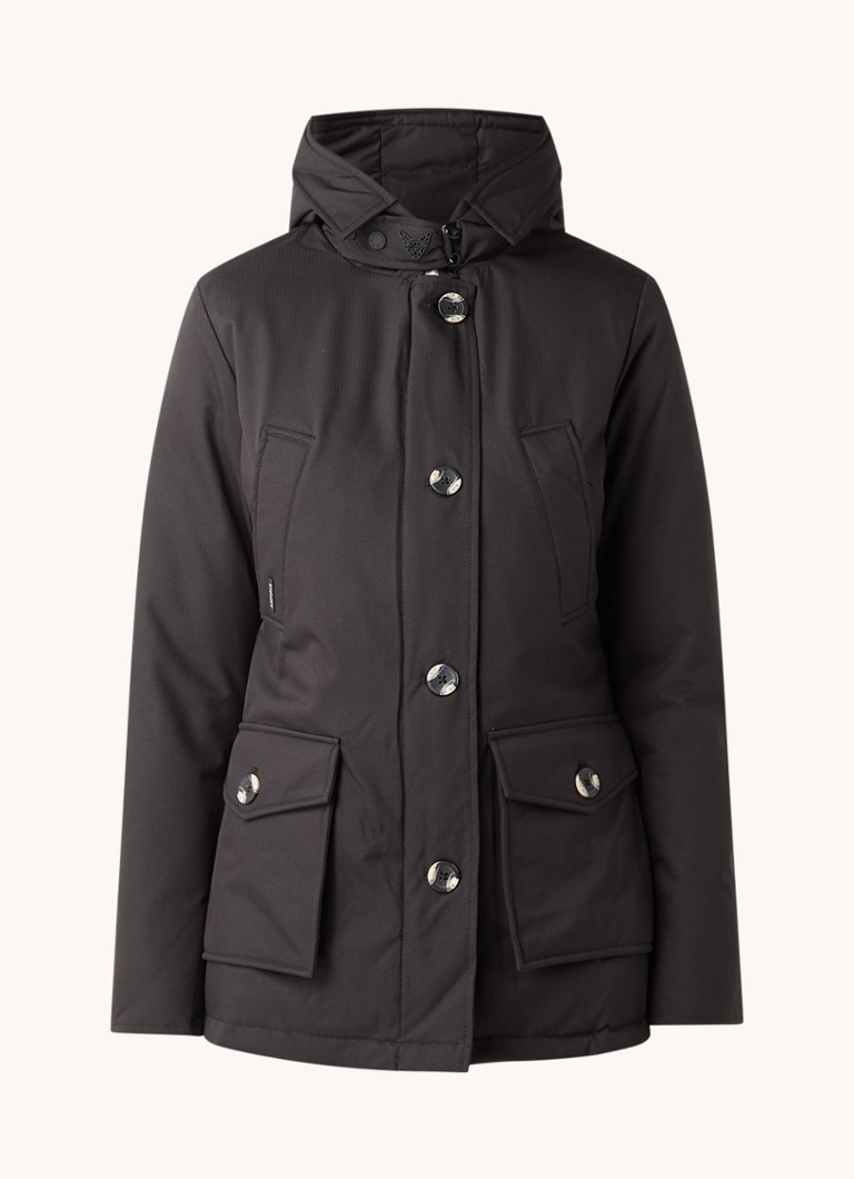 Airforce Dames Gewatteerde jas met capuchon en visgraatdessin in de kleur Zwart, maat: S
