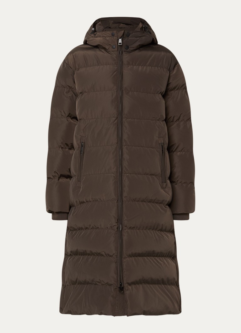 Airforce Dames Grace longline puffer jas met afneembare capuchon in de kleur Donkerbruin, maat: M