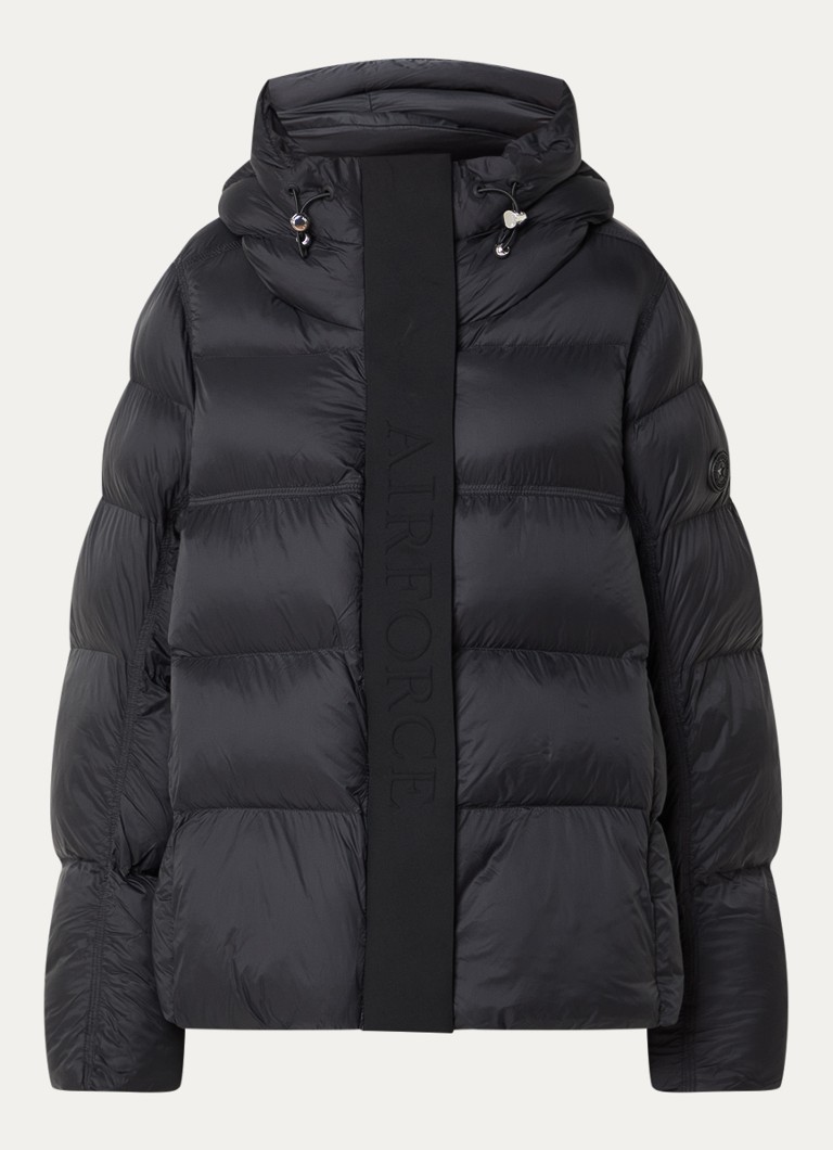 Airforce Dames Kaia puffer jack met capuchon en logo in de kleur Zwart, maat: S