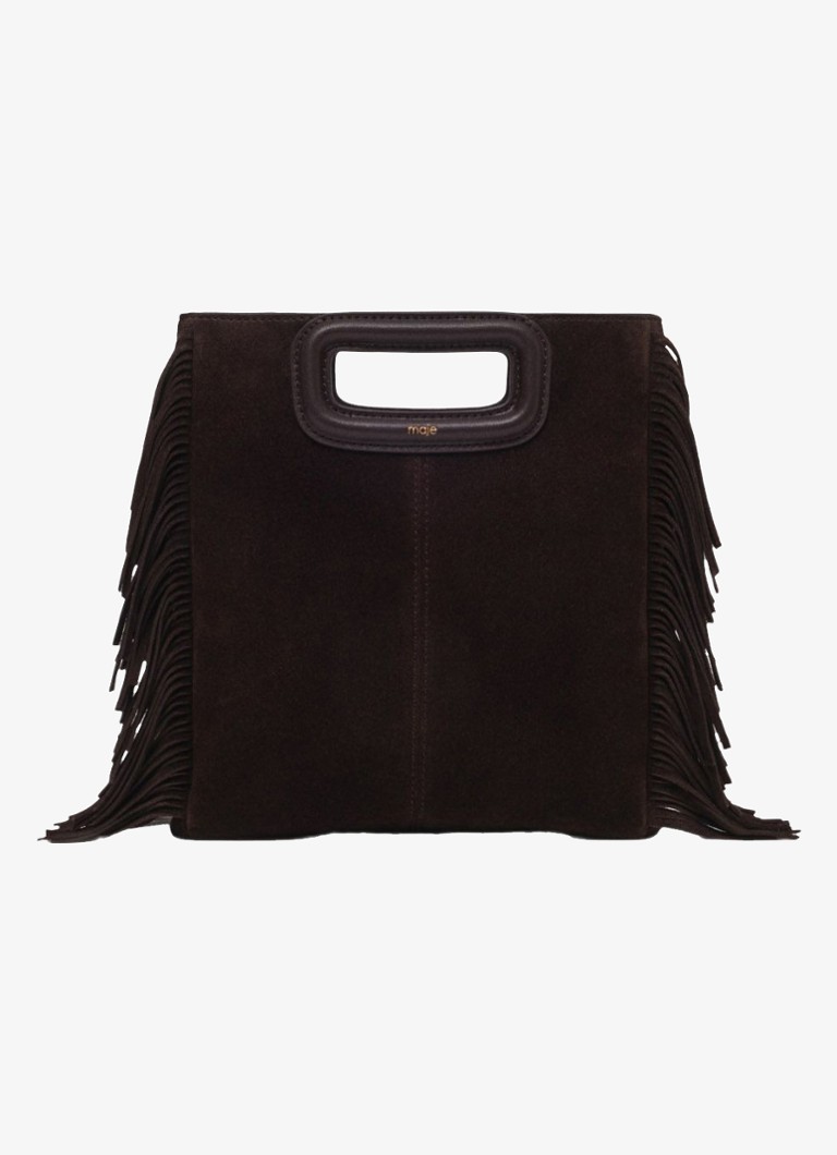 Maje Dames M crossbodytas van suède in de kleur Donkerbruin