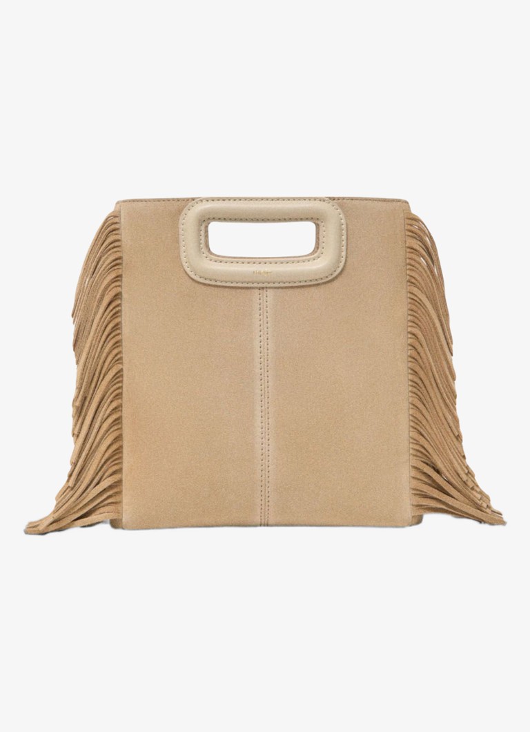 Maje Dames Handtas van suède met afneembare schouderriem in de kleur Beige