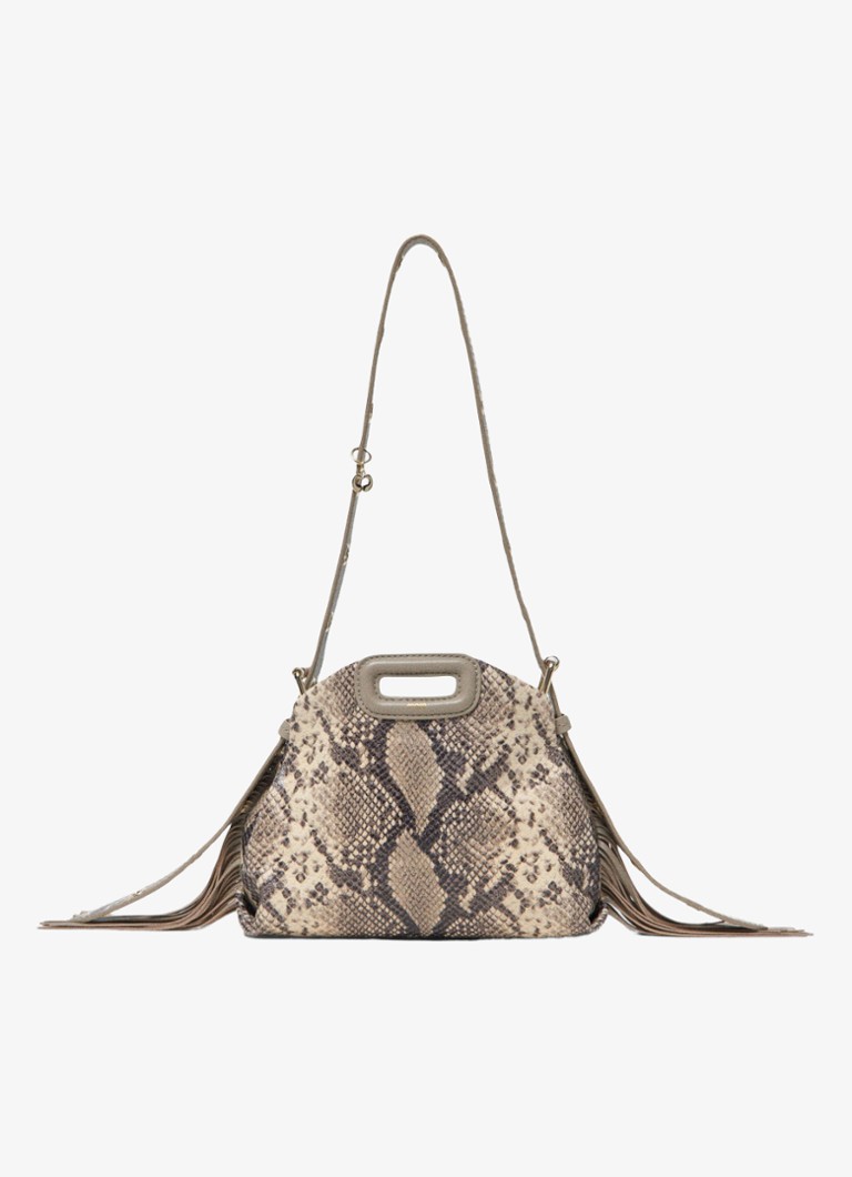 Maje Dames Schoudertas met slangenprint in de kleur Lichtbruin