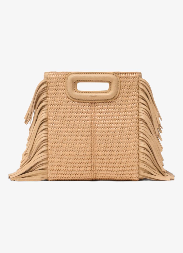 Maje Dames M Mini Raf City handtas met gevlochten detail en franjes in de kleur Beige