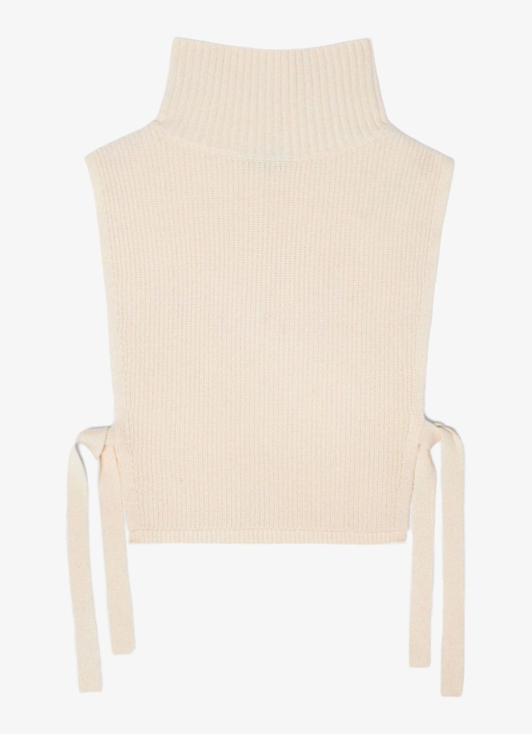 Maje Dames Ribgebreide top in kasjmierblend met col in de kleur Beige