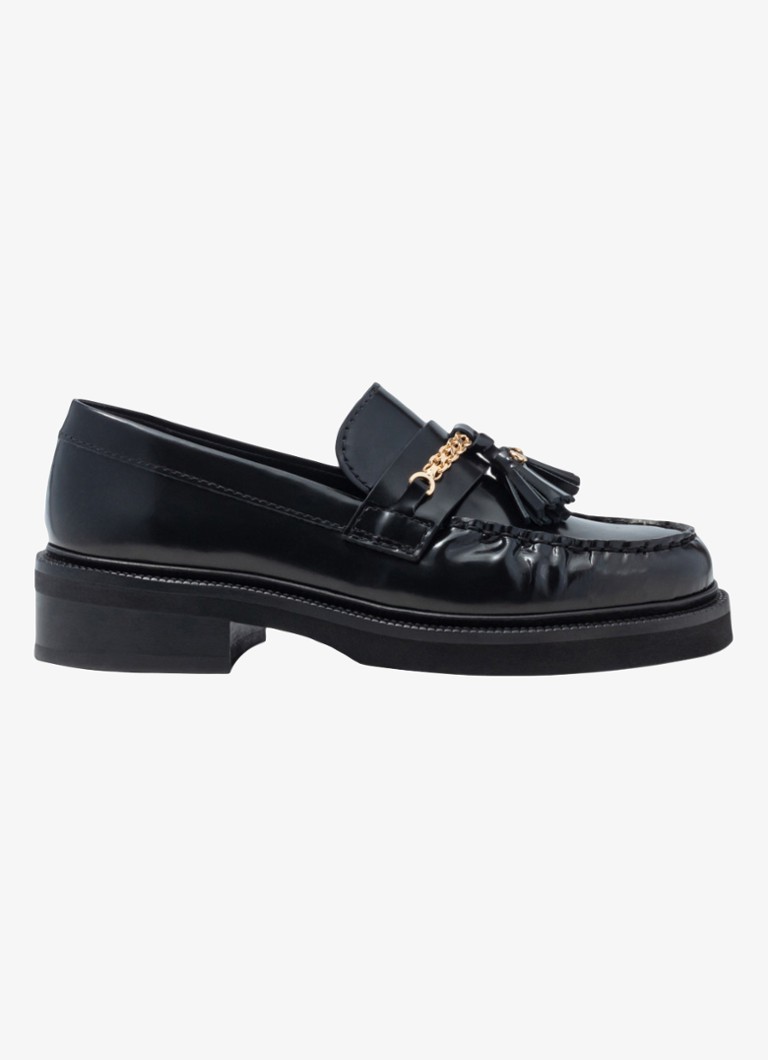 Maje Dames Loafers van leer in de kleur Zwart