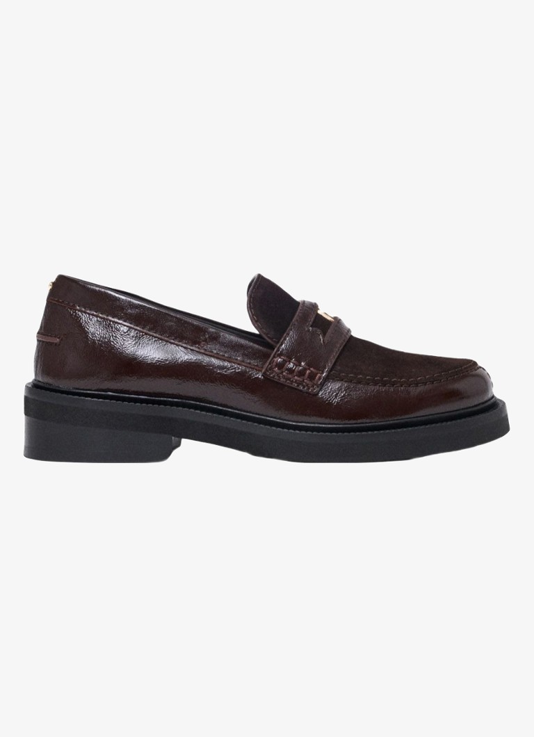 Maje Dames Loafer van leer in de kleur Donkerbruin