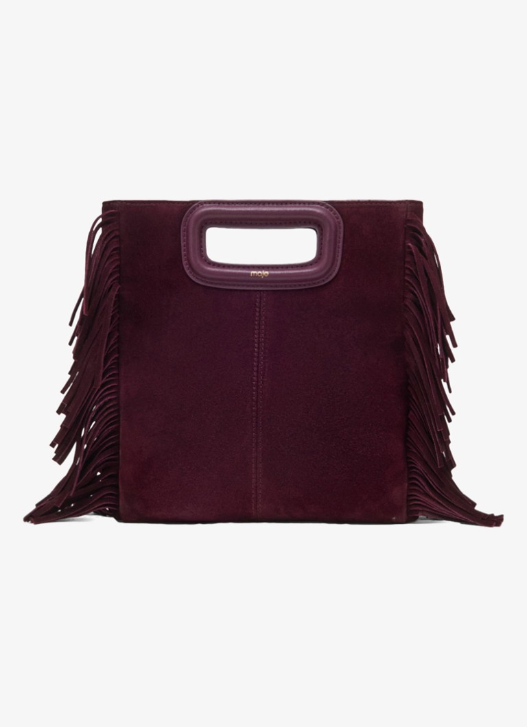 Maje Dames M crossbodytas van suède in de kleur Aubergine