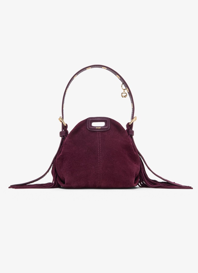 Maje Dames Miss M Micro tas van suède met verstelbaar handvat in de kleur Aubergine