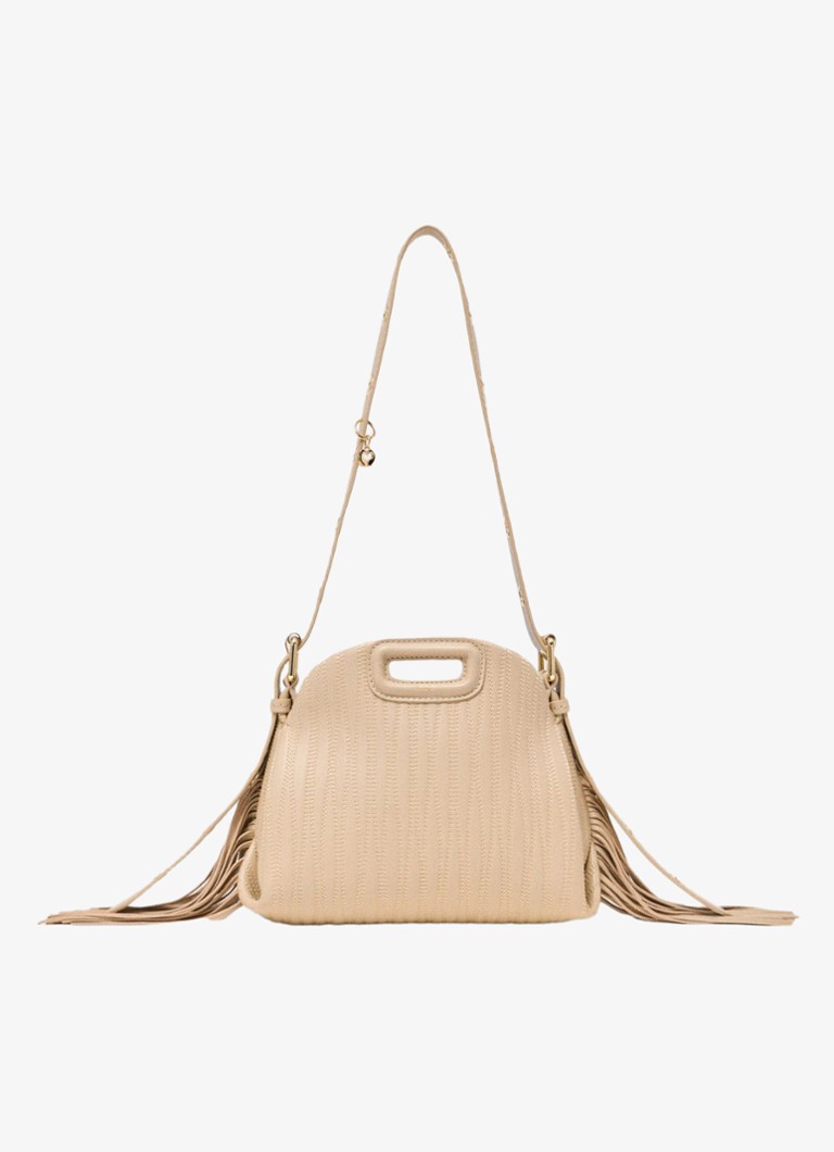 Maje Dames Mini Miss M tas van getikte leder in de kleur Creme
