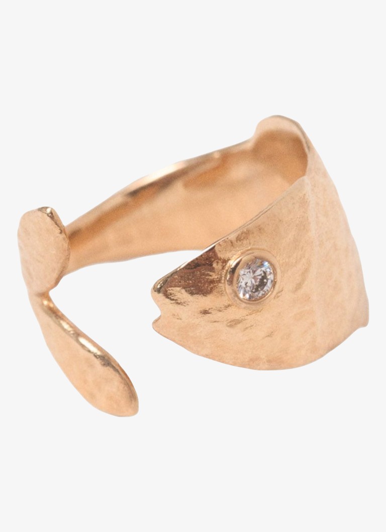 Maje Dames Vis ring met strass in de kleur Goud