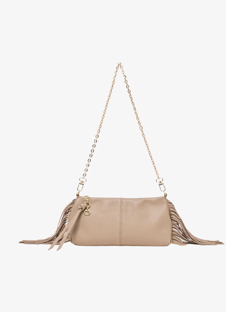 Maje Dames Schoudertas met tasbedel in de kleur Beige