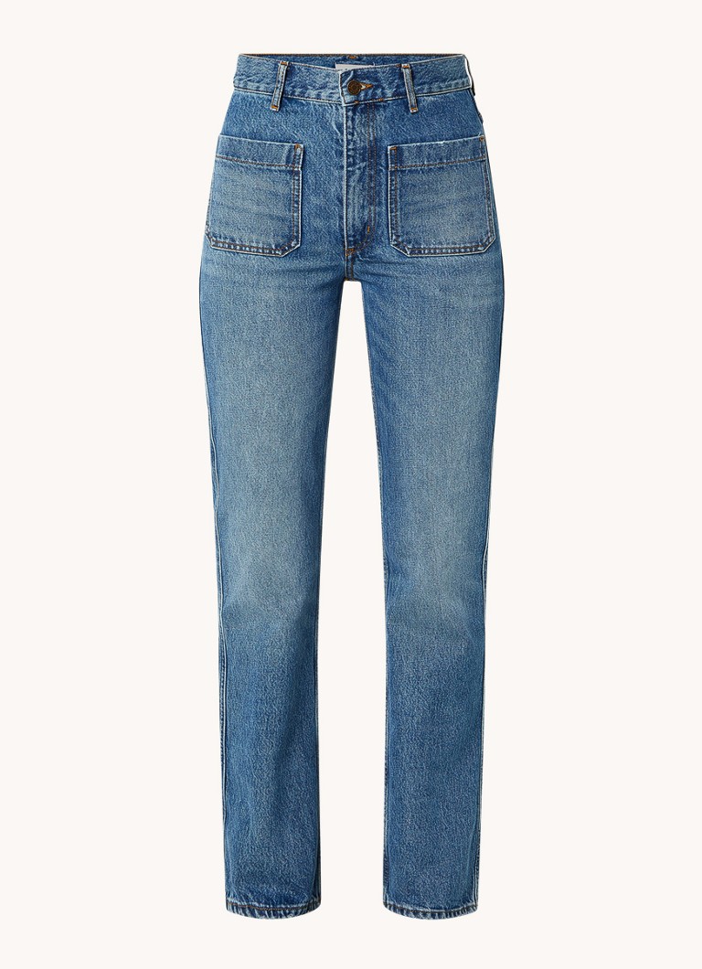 Sandro Dames High waist straight leg jeans met medium wassing in de kleur Indigo