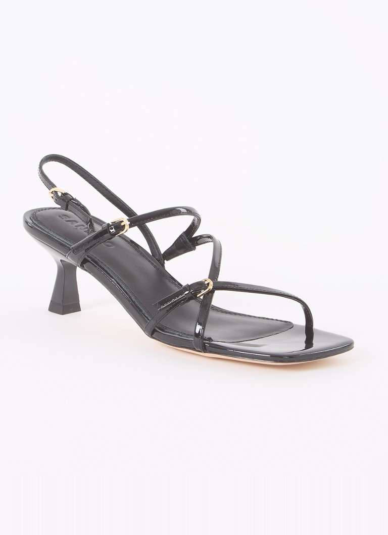 Sandro Dames Sandalette van leer met lakfinish in de kleur Zwart