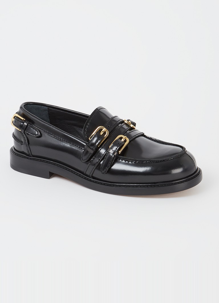 Sandro Dames Loafer van leer in de kleur Zwart