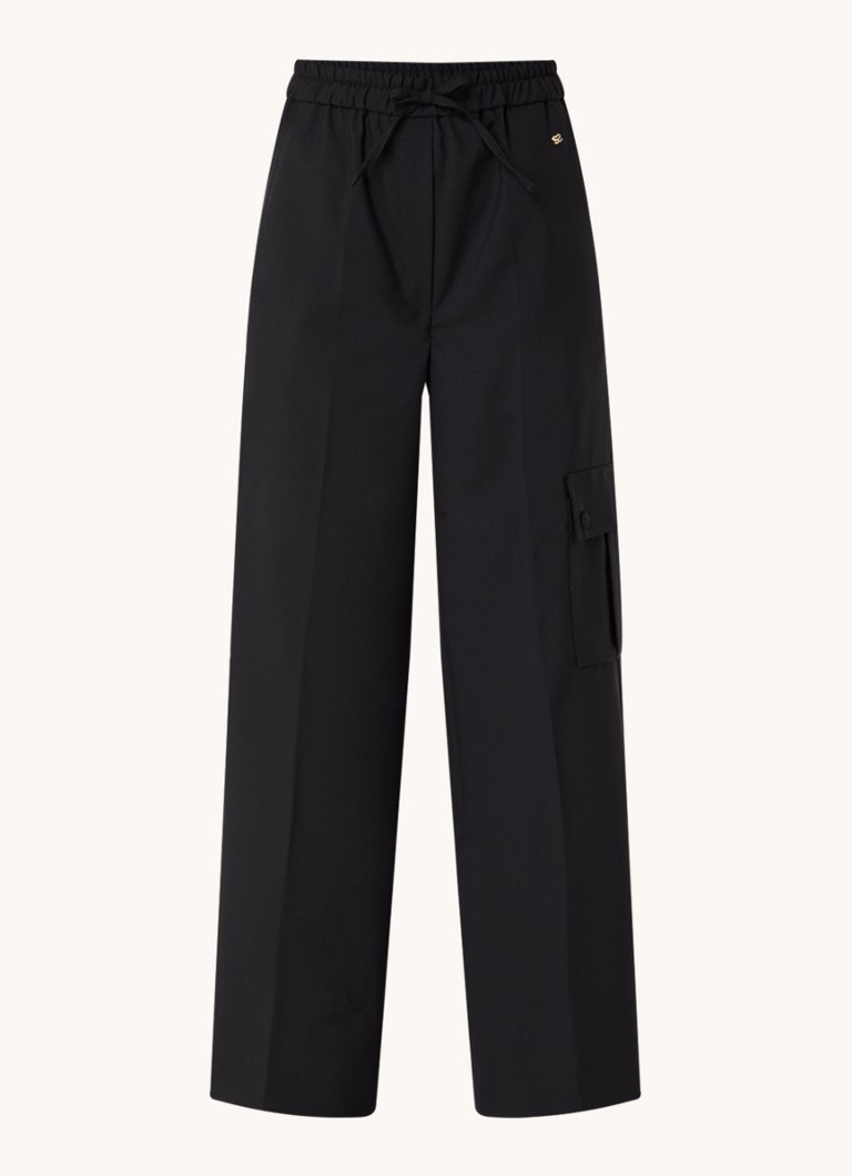 Sandro Dames High waist wide fit chino met steekzakken in de kleur Zwart