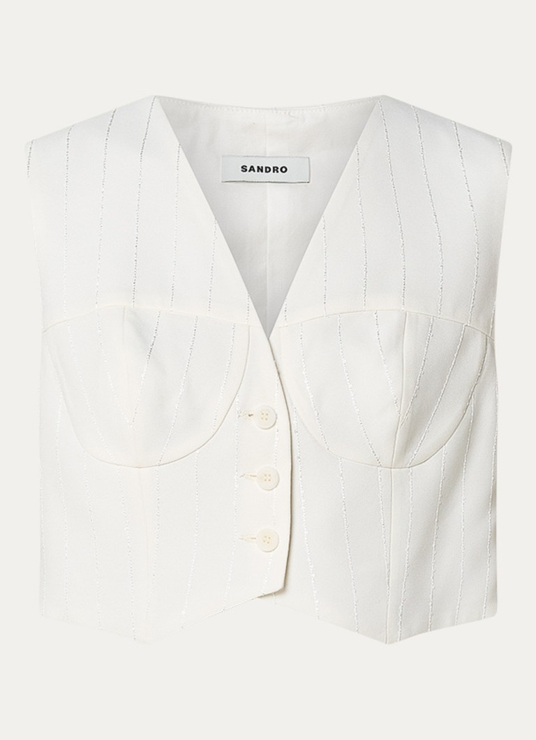 Sandro Dames Crop top met pailletten in de kleur Creme