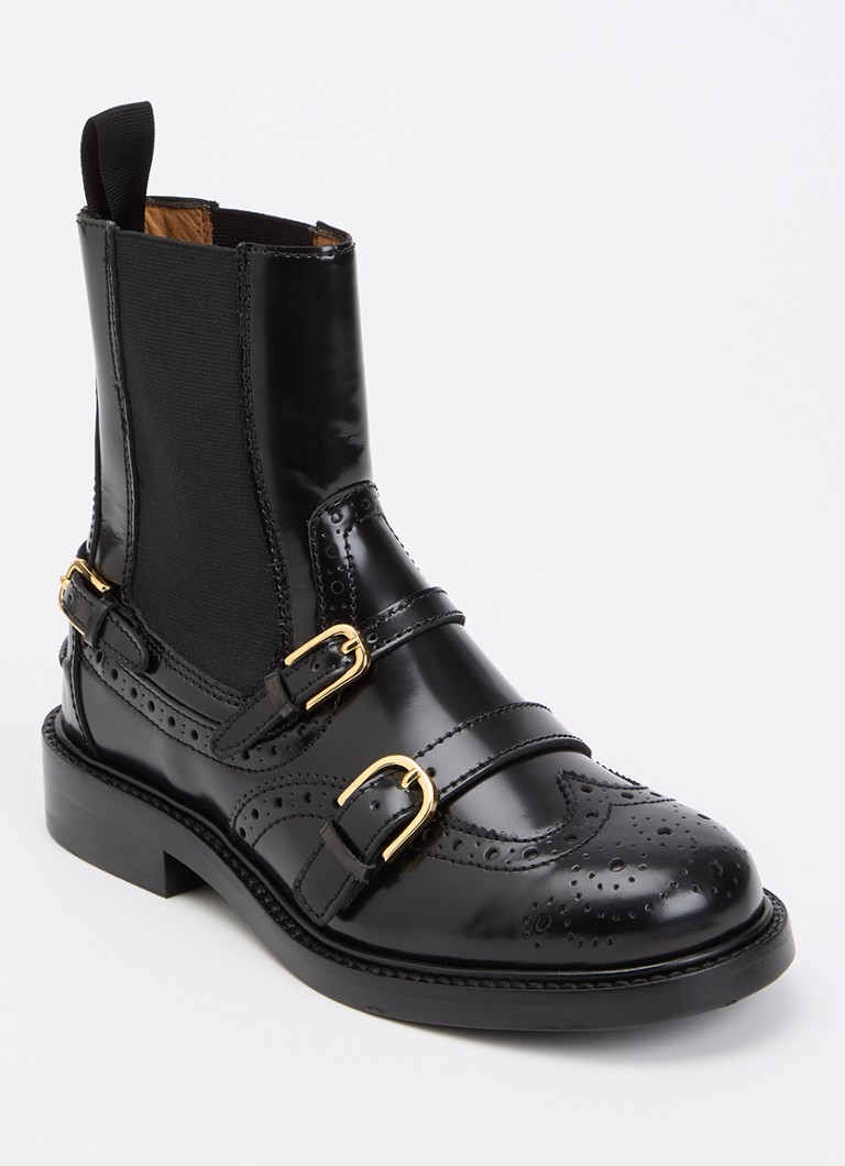 Sandro Dames Chelsea boot van leer in de kleur Zwart