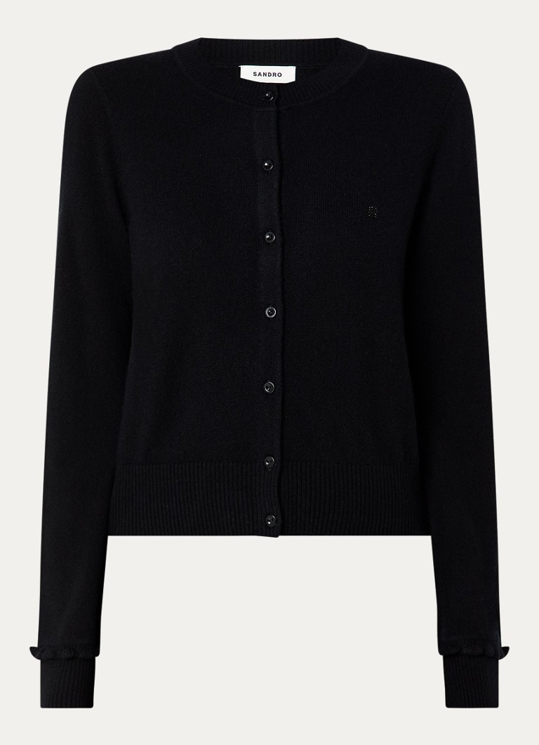 Sandro Dames Fijngebreid vest in kasjmierblend in de kleur Zwart
