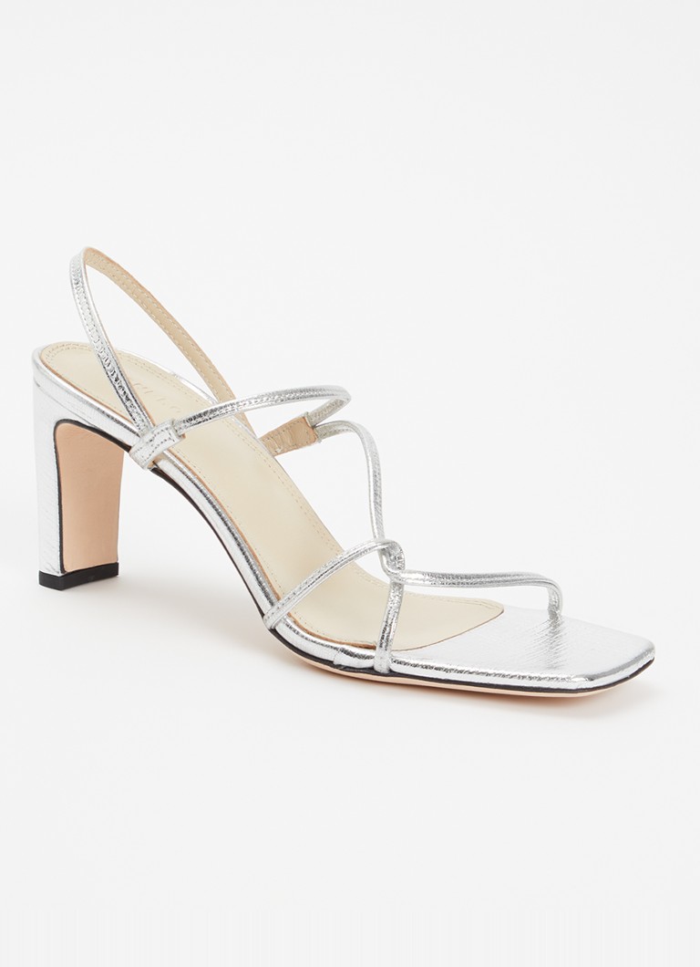 Sandro Dames Sandalette van kalfsleer met metallic finish in de kleur Zilver