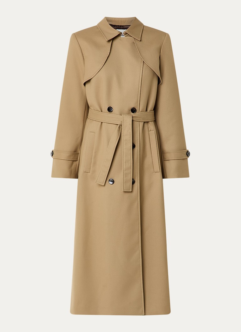 Sandro Dames Double-breasted trenchcoat met plooidetail in de kleur Beige