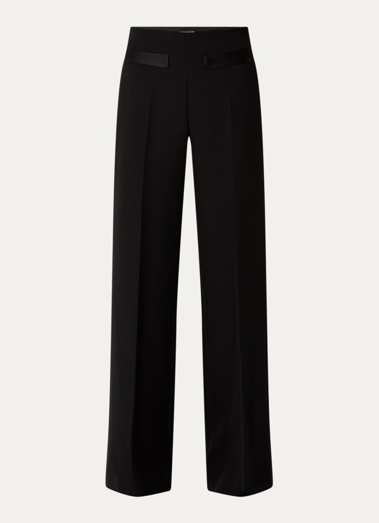 Sandro Dames High waist wide fit pantalon in wolblend in de kleur Zwart
