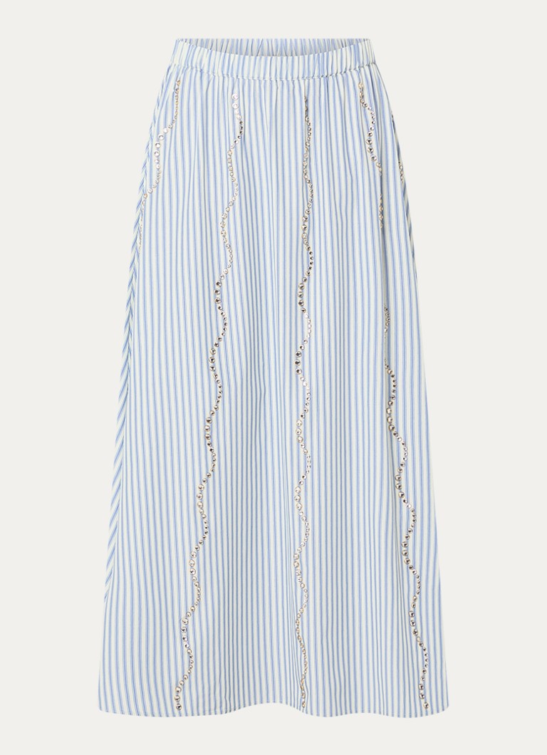 Sandro Dames Maxi A-lijn rok met streepprint en strass in de kleur Kobaltblauw