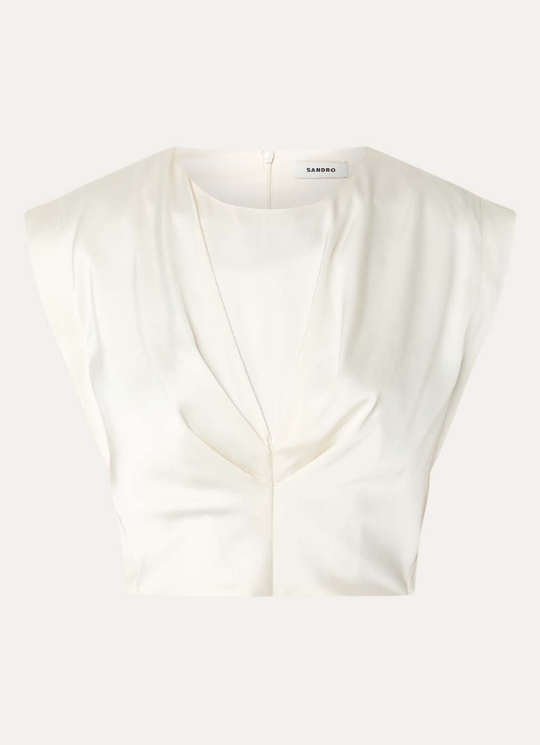 Sandro Dames Cropped top van satijn in de kleur Beige