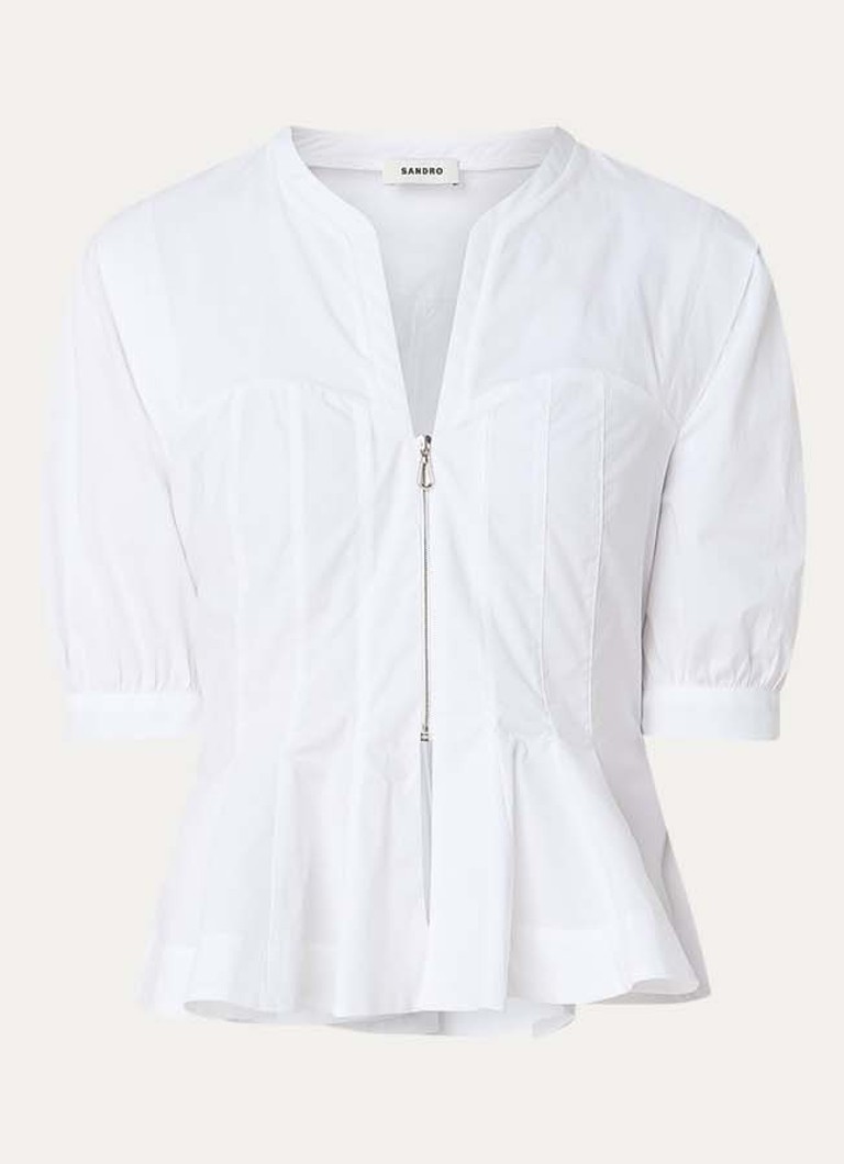Sandro Dames Top met ballonmouw in de kleur Wit