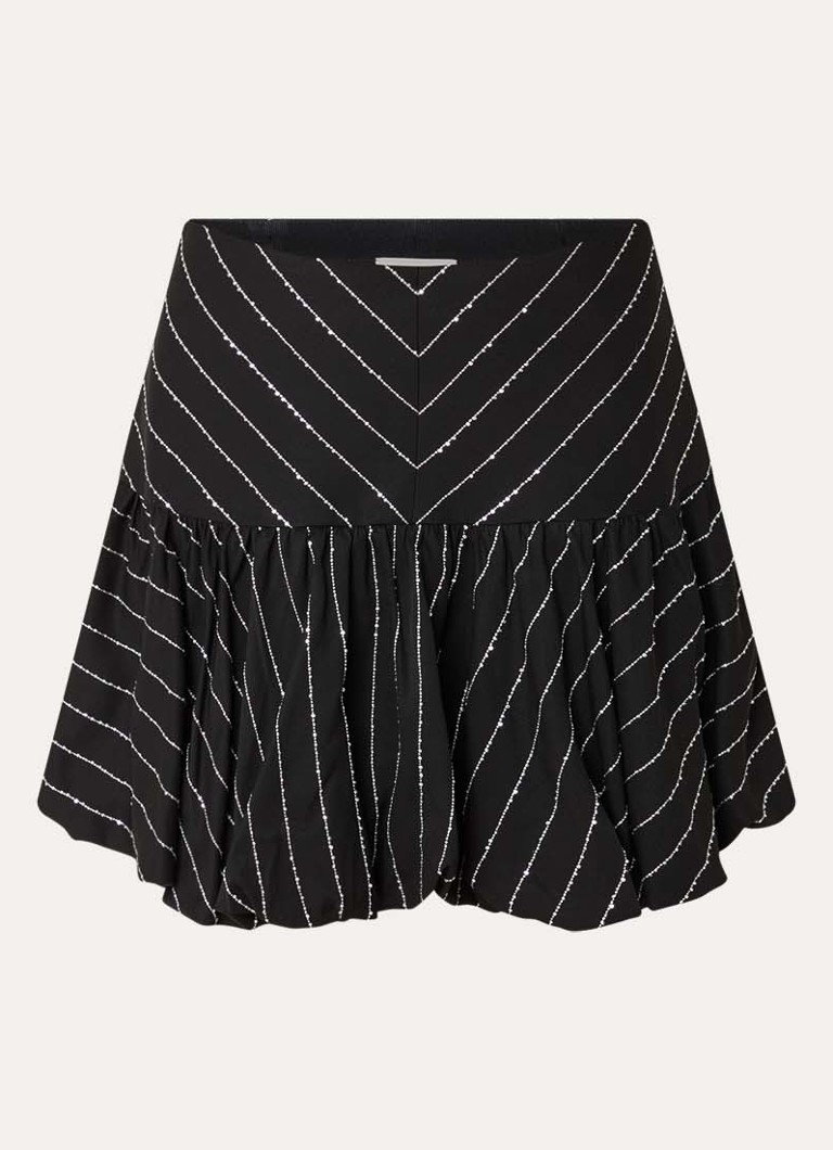 Sandro Dames Minirok met streepprint en pailletten in de kleur Zwart