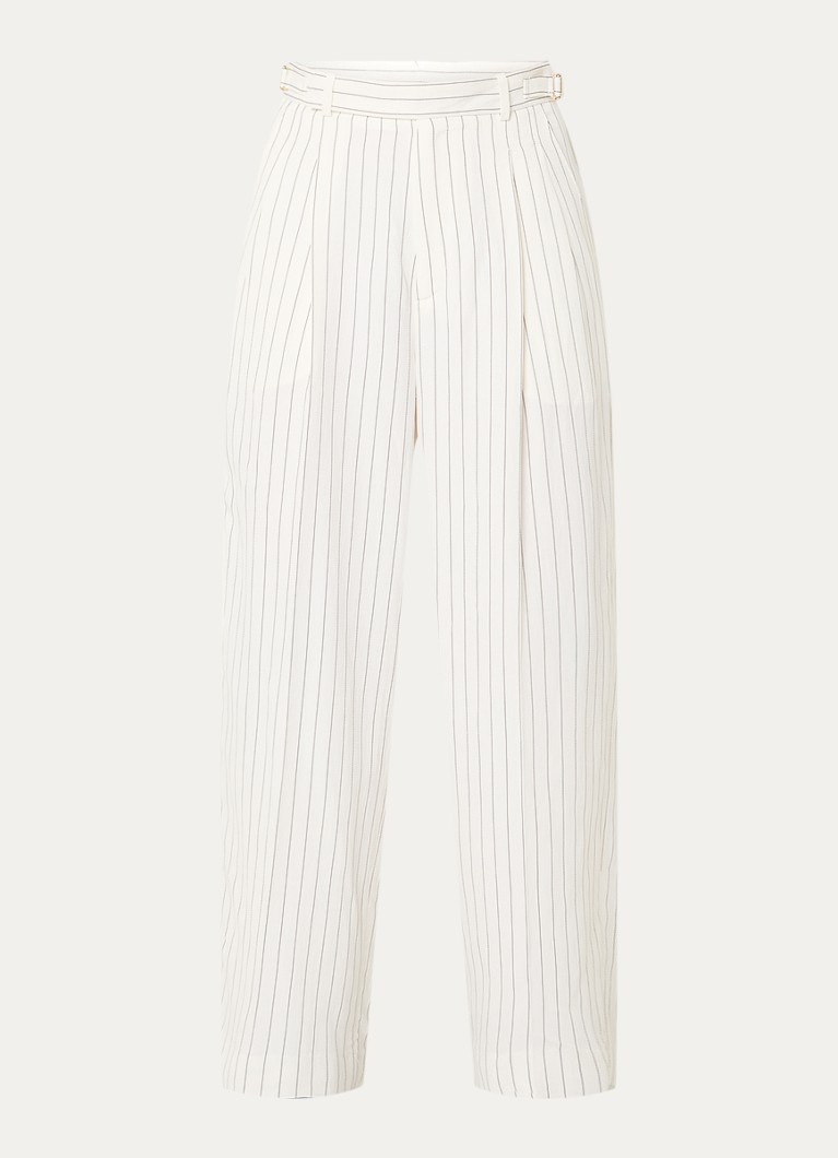 Sandro Dames High waist wide fit pantalon met streepprint in de kleur Gebroken wit
