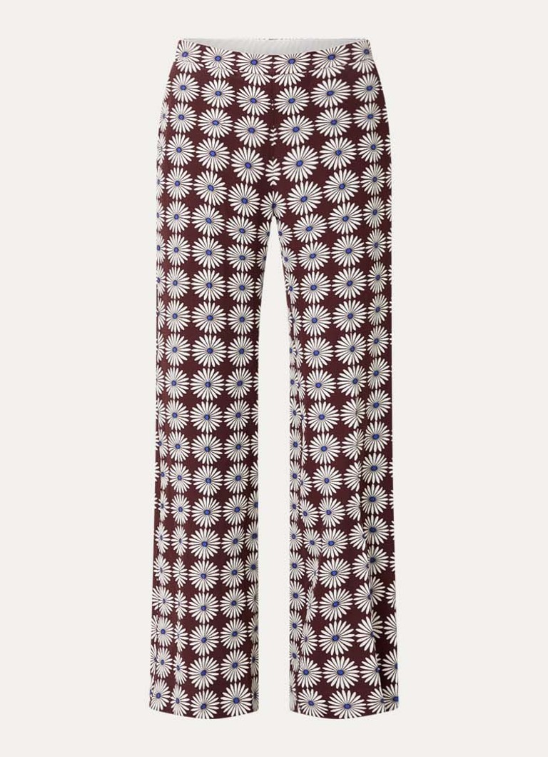 Sandro Dames High waist flared fit pantalon met bloemenprint in de kleur Bruin
