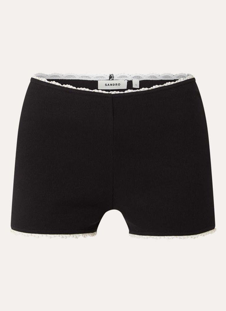 Sandro Dames High waist skinny fit korte broek met imitatieparels in de kleur Zwart