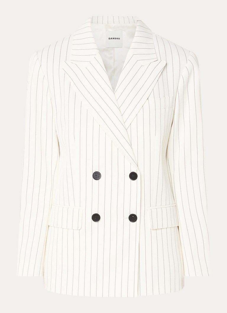 Sandro Dames Blazer met schoudervulling en streepprint in de kleur Gebroken wit