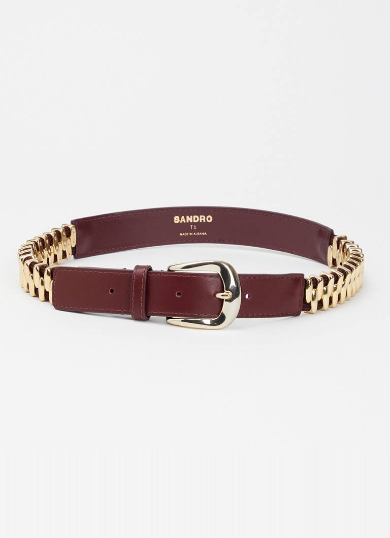 Sandro Dames Riem met leren details in de kleur Bordeauxrood