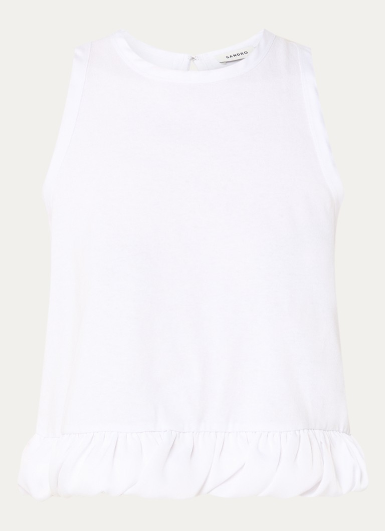 Sandro Dames Crop top met volant en gestrikt detail in de kleur Wit