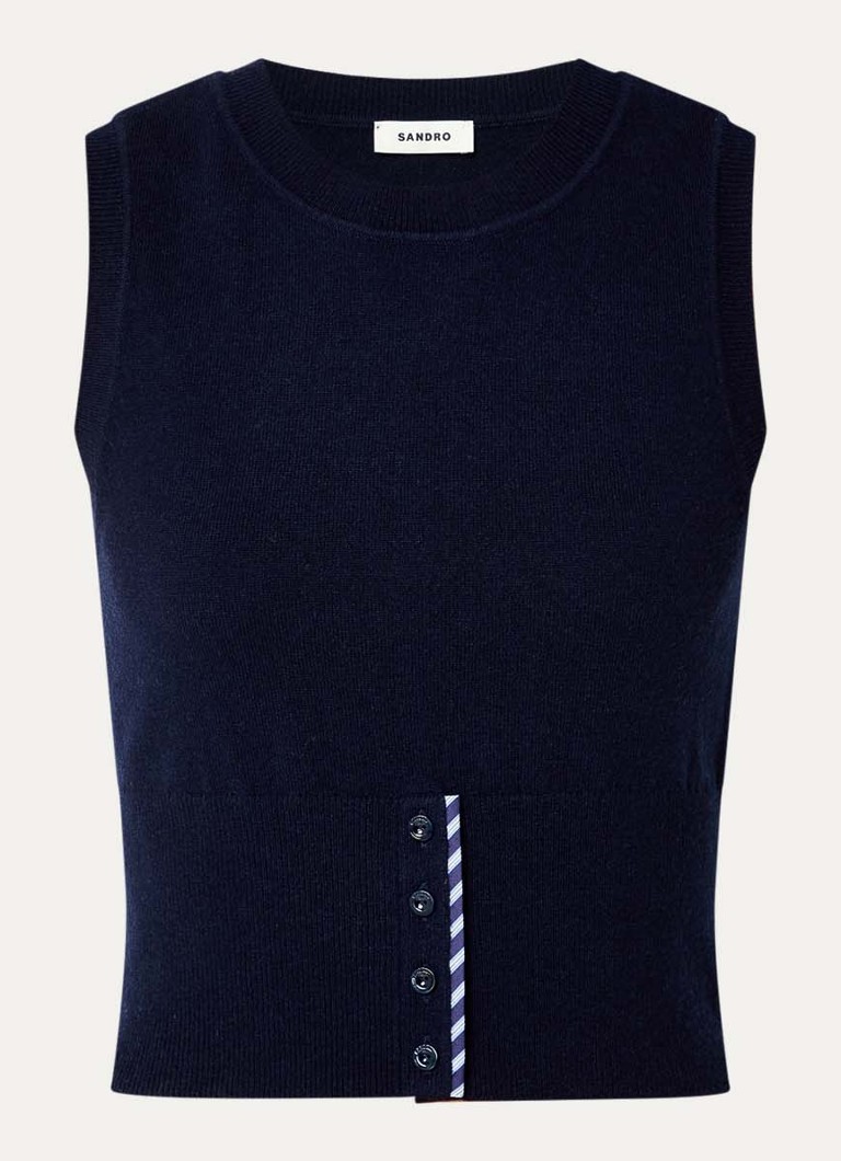 Sandro Dames Fijngebreide top in kasjmier wolblend in de kleur Blauw
