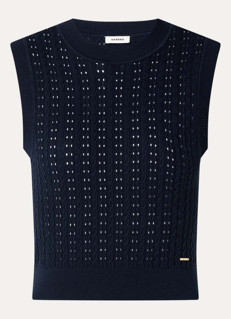Sandro Dames Fijngebreide spencer in zijdeblend in de kleur Blauw