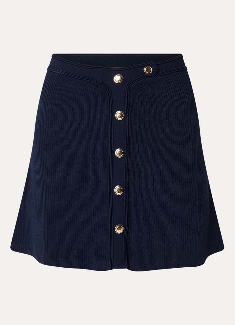 Sandro Dames Minirok met ribstructuur in de kleur Donkerblauw