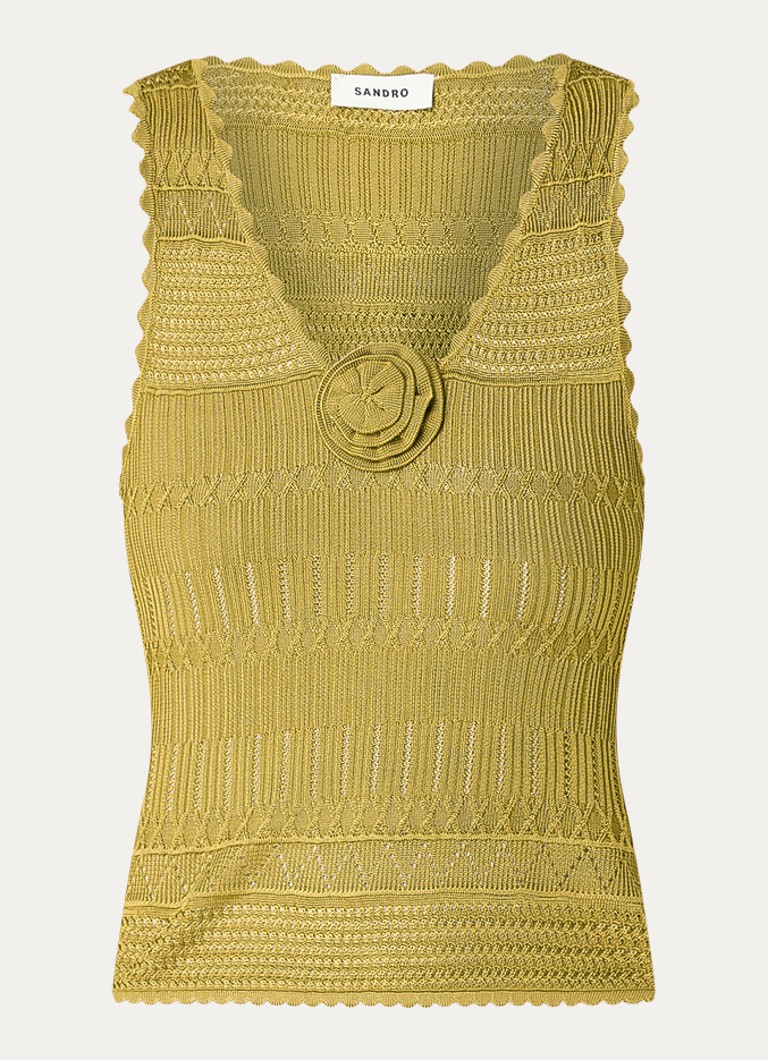 Sandro Dames Grofgebreide tanktop met applicatie in de kleur Goud