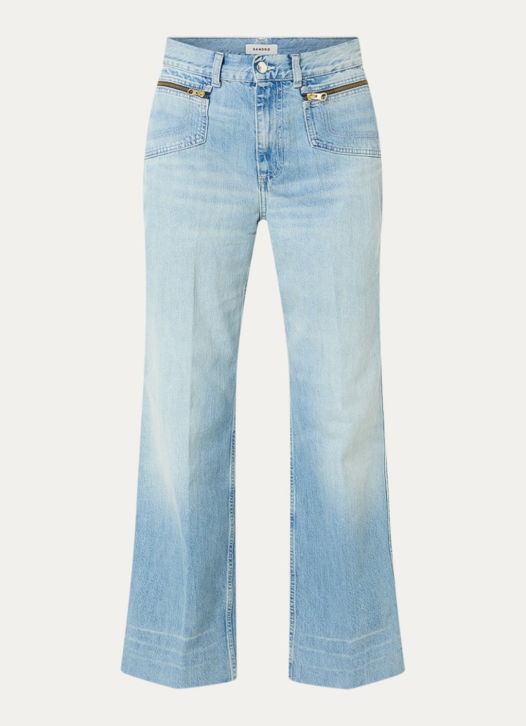 Sandro Dames High waist flared jeans met lichte wassing in de kleur Indigo
