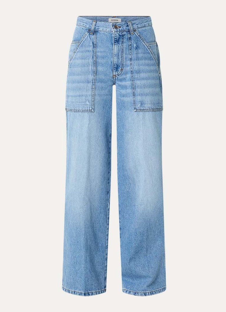Sandro Dames High waist straight fit jeans met lichte wassing in de kleur Indigo