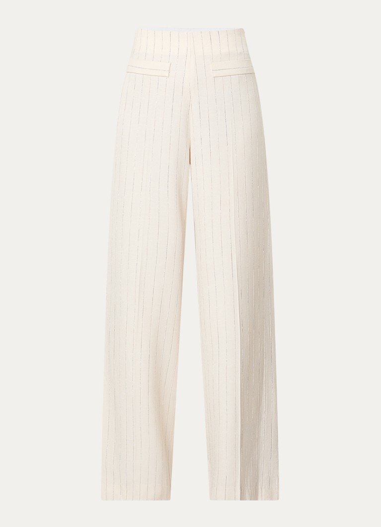 Sandro Dames High waist wide fit pantalon met lurex in de kleur Creme