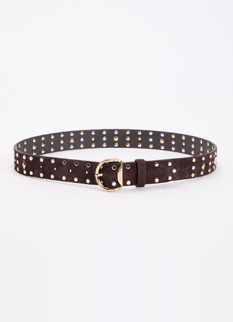 Sandro Dames Riem van suède met studs in de kleur Donkerbruin