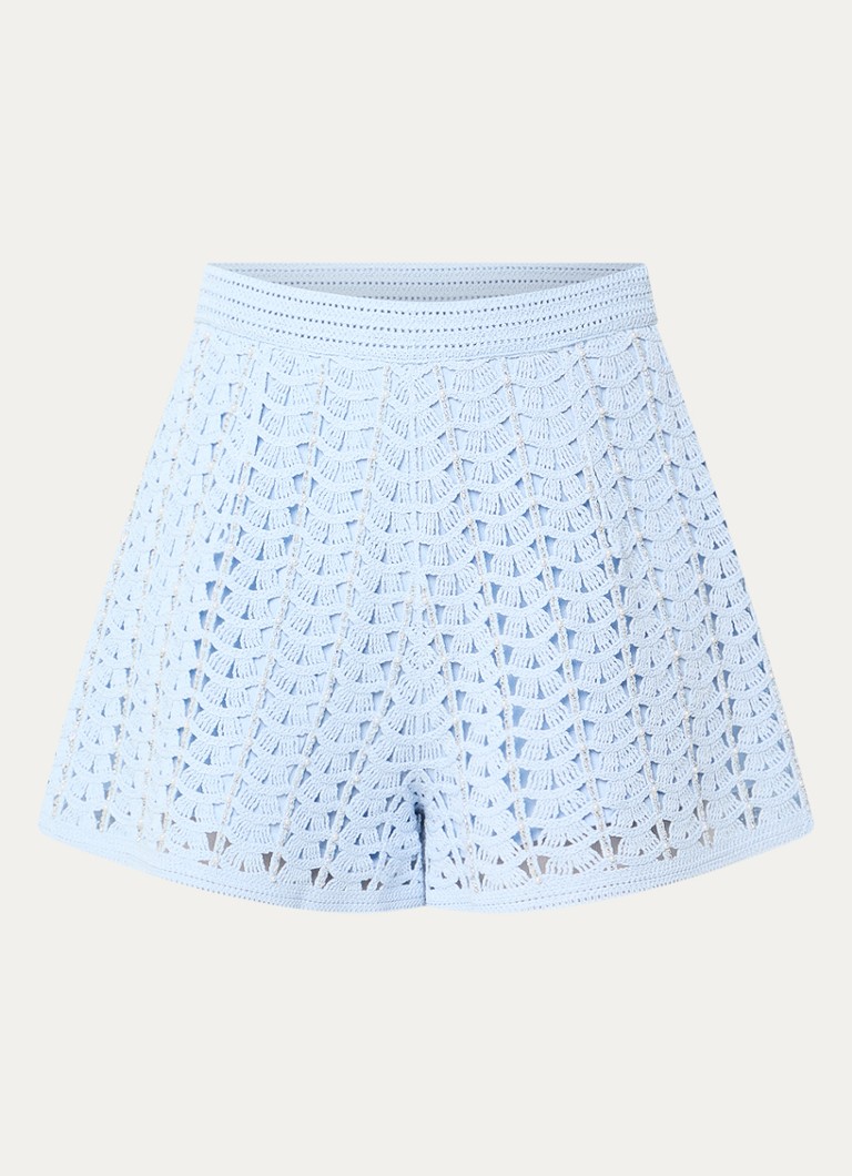 Sandro Dames High waist straight fit korte broek met structuur in de kleur Lichtblauw