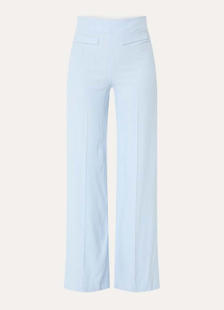 Sandro Dames High waist wide fit pantalon met pailletten in de kleur Lichtblauw