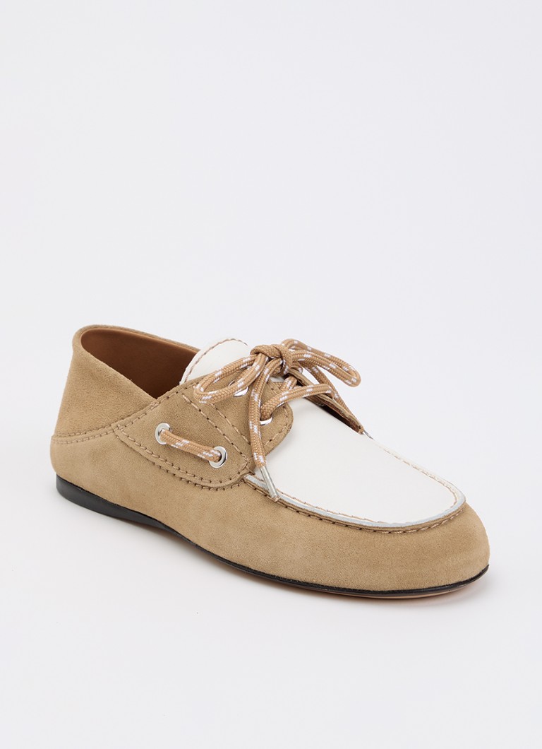 Sandro Dames Bootschoen van suède met leren details in de kleur Khaki