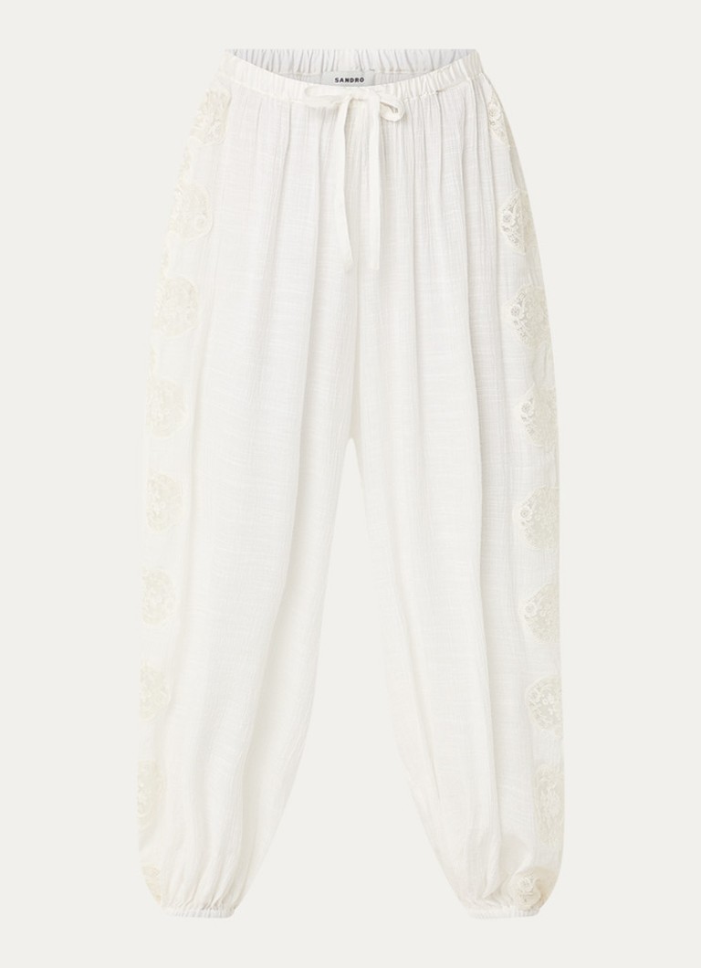 Sandro Dames High waist tapered fit broek in linnenblend in de kleur Wit