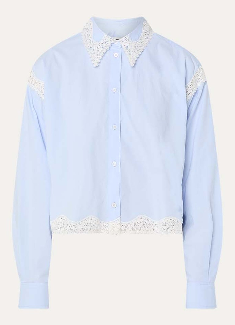 Sandro Dames Blouse met details van kant in de kleur Lichtblauw