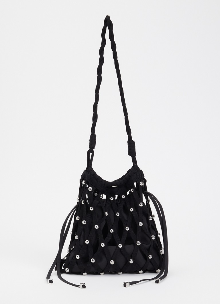 Sandro Dames Schoudertas met studs in de kleur Zwart